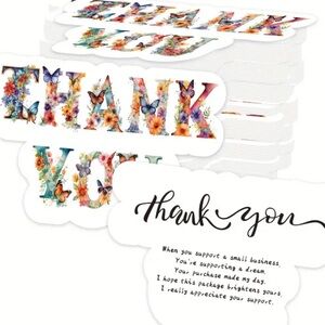 Floral Thank You Cards, 50 Pcs